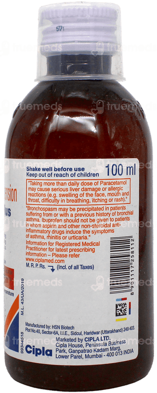 Ibugesic Plus Orange Flavour Suspension 100Ml